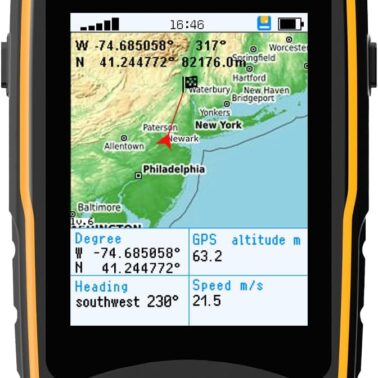Handheld GPS for Hiking, Rugged and Waterproof Handheld GPS Navigator, 3.2" Sunlight Readable Screen, Compact Satellite Handheld GPS with USA Topo Map, Multi-GNSS Support, Extra Battery Life
