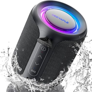 Bluetooth Speaker, 80W Peak Wireless TWS Portable Outdoor Party Speakers with Subwoofer, Deep Bass, LED Colorful Lights, Loud Stereo Sound Boombox with Radio for Home, Camping, Travel